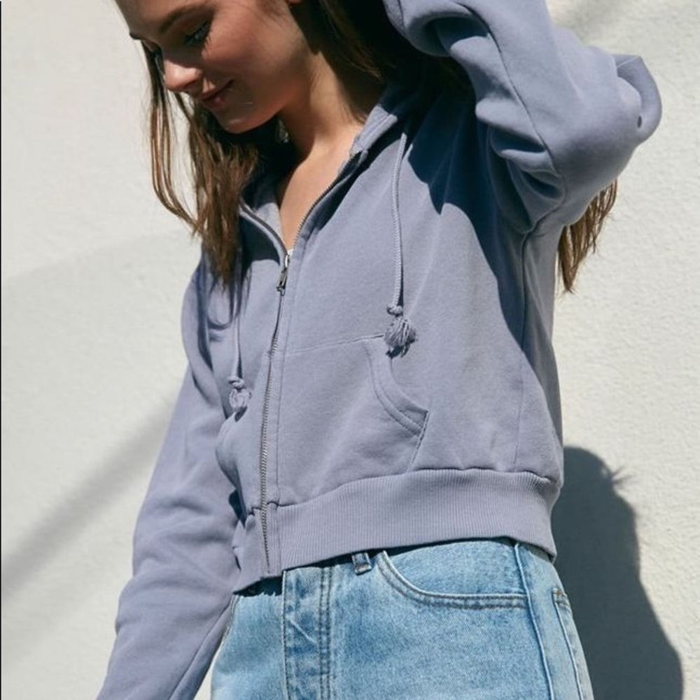 light blue cropped crystal hoodie J galt